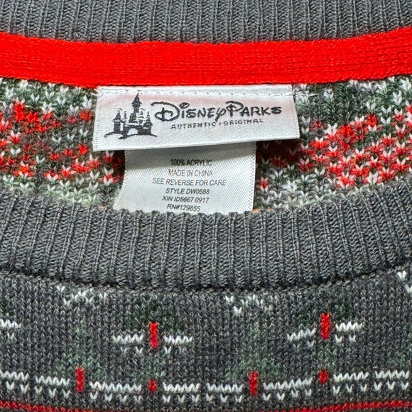 Disney Parks Mickey Mouse Holiday Christmas Sweater Gray Men's size Small - Picture 4 of 6